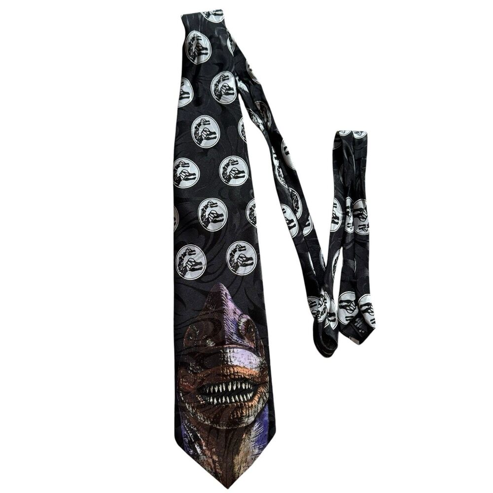 Jurassic Park Brachiosaur Brontosaurus Blue Necktie Made in USA Dinosaur Vintage